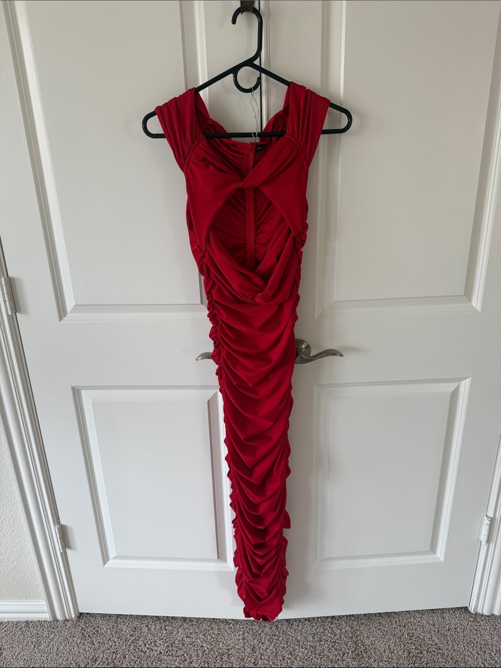 Red Ruched Cutout Maxi Dress (NW)